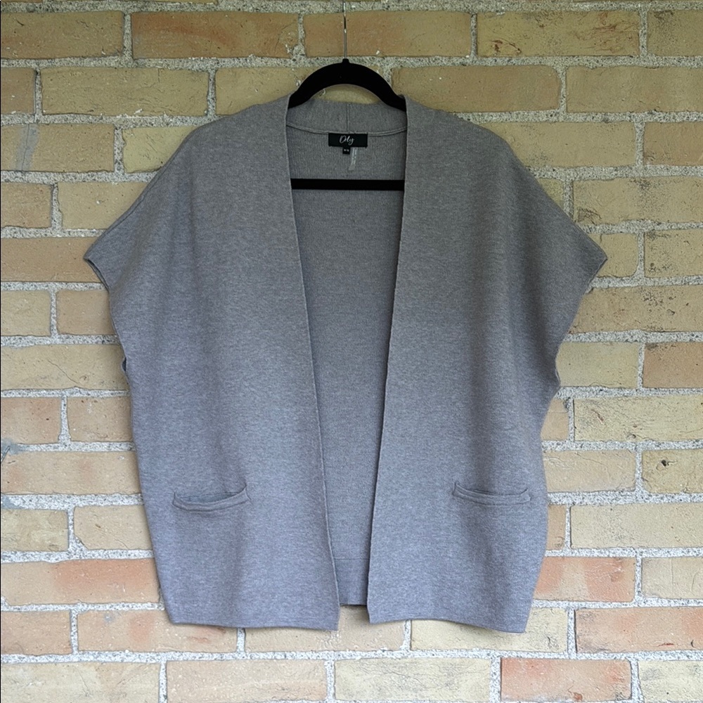 Orly Grayish Beige Cozy Open Front Vest